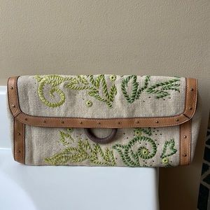 Embroidered Cole Haan clutch